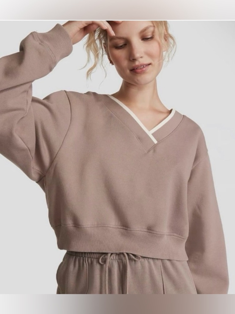 PINK Victoria's Secret Cropped V-Neck Sweatshirt